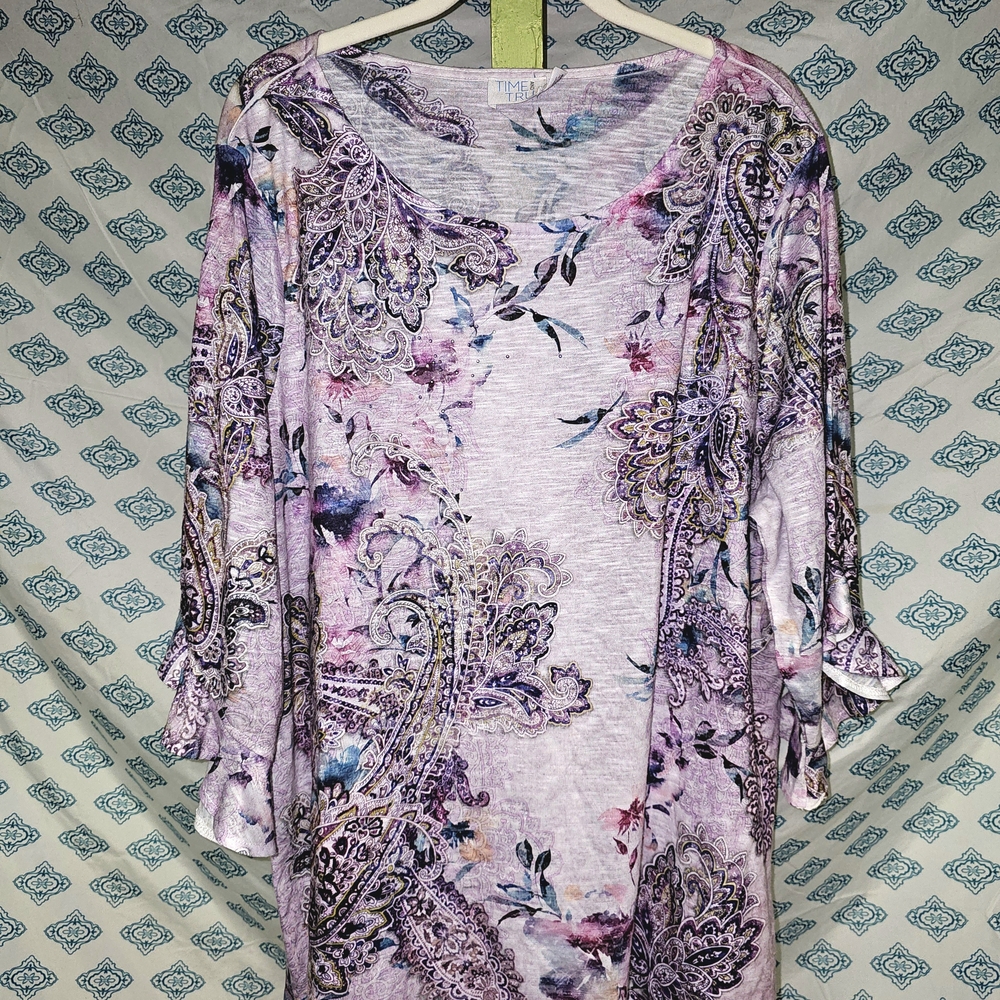 Time and True Purple Paisley Blouse